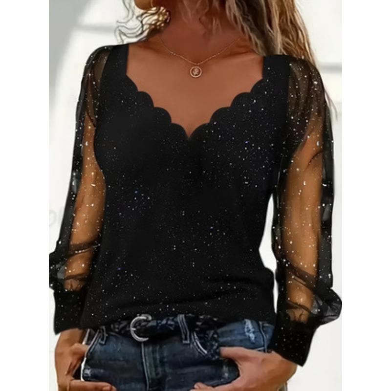 TIFICY Moda feminina casual primavera outono cor sólida estampa manga comprida blusas e camisas
