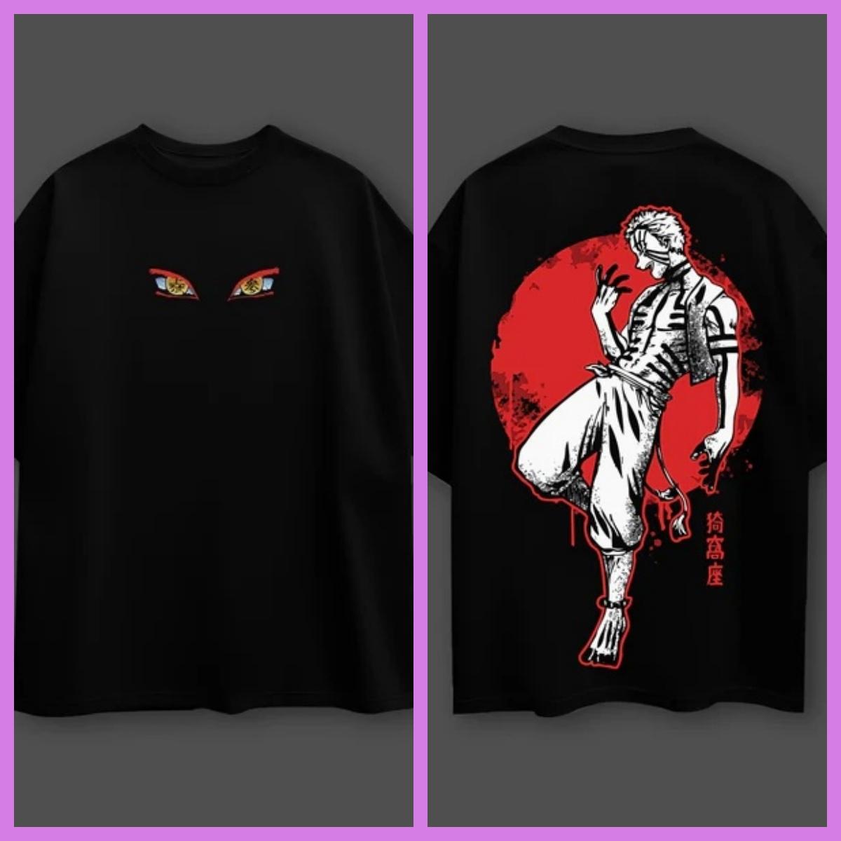 

Demon Slayer Anime akaza Oversized Black Tshirt Men and Women Breathable High Quality Y2K Fashion Short Sleeve Summer Tshirt 3XL