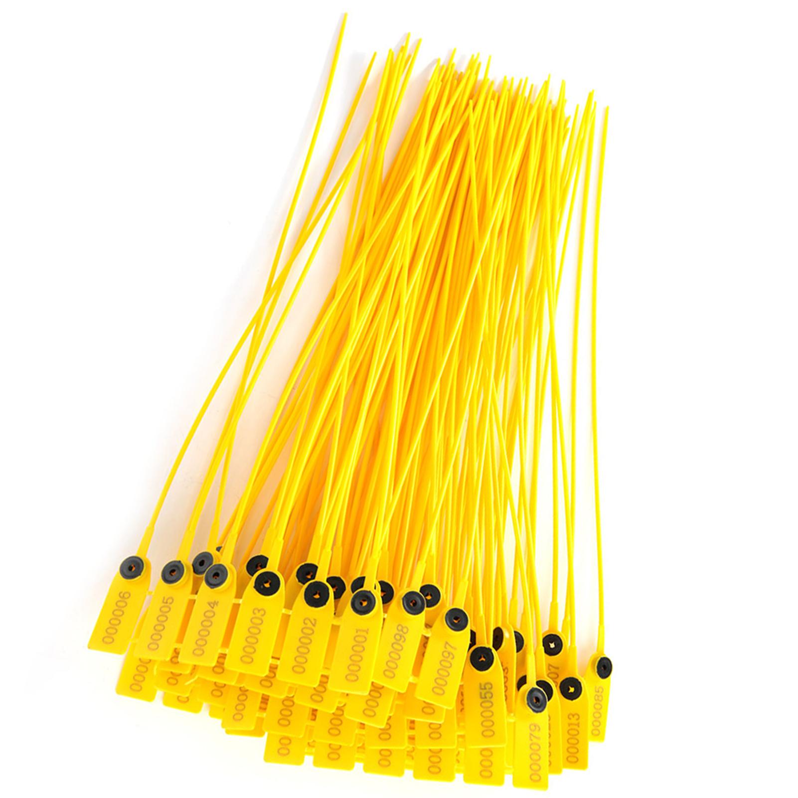 

100pcs Yellow Package Transportation Truck Plastic Security Seal 40cm Label Cable Ties with Number