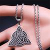 Witch Triquetra Trinity Celtic Knot Necklace Stainless Steel Pentagram Triple Moon Goddess Necklaces Jewelry Collar N3406S02