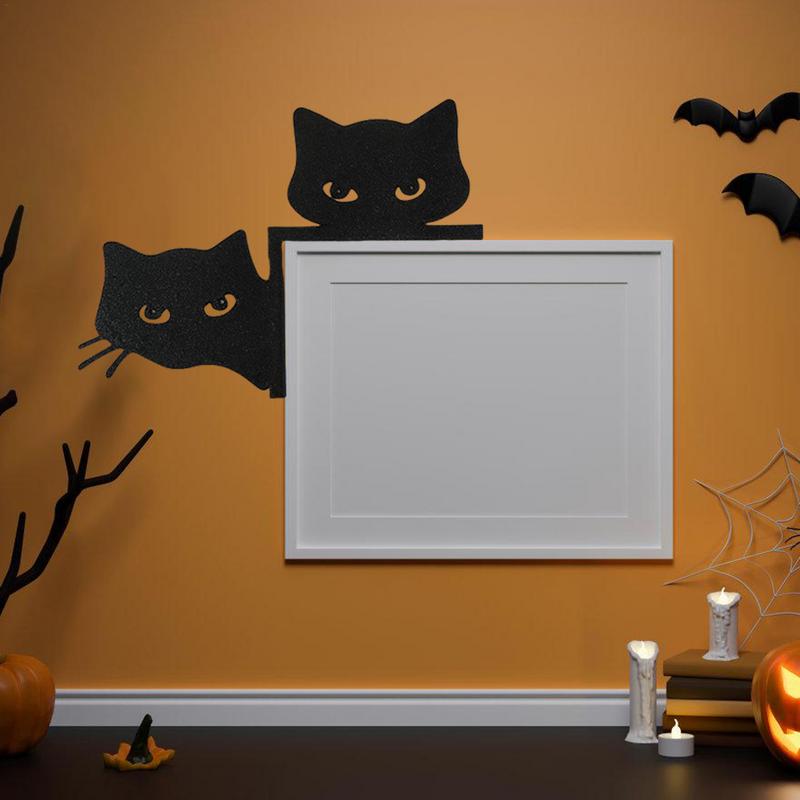 Metal Halloween Door Topper Black Cat Indoor Halloween Decorations Halloween Door Corner Sign Cat Silhouette Decorative Signs