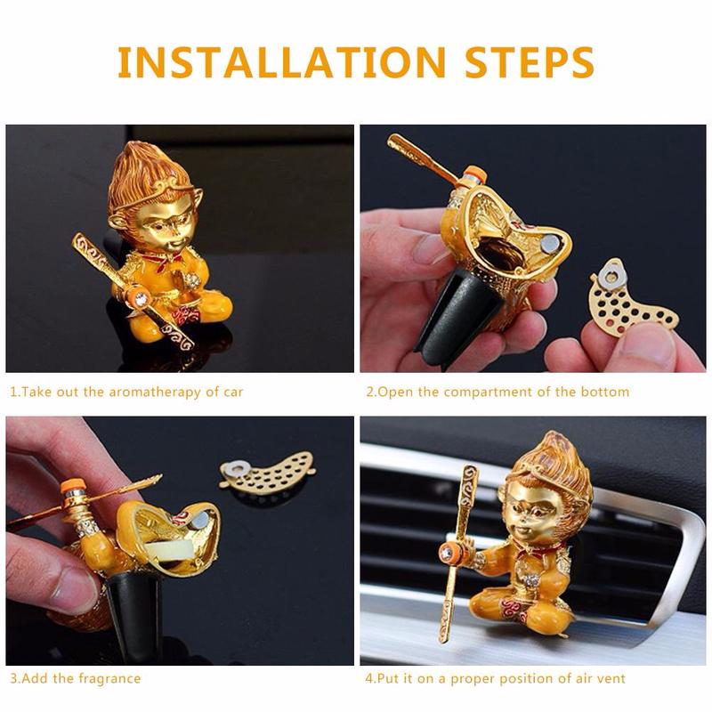 Auto air freshener monkey car export with perfume zinc alloy Monkey King indoor accessories
