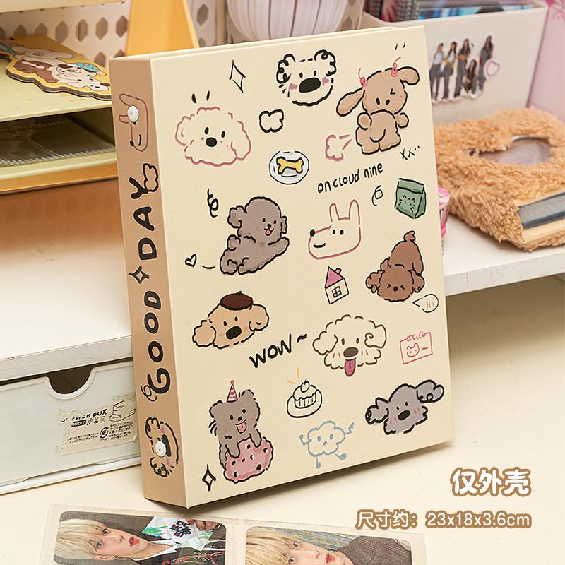 Cute Korean Style Dog Party Photo Album, A5 4-Pocket Storage Binder for 3" Polaroid & K-POP Photocards Idol Collecting Book