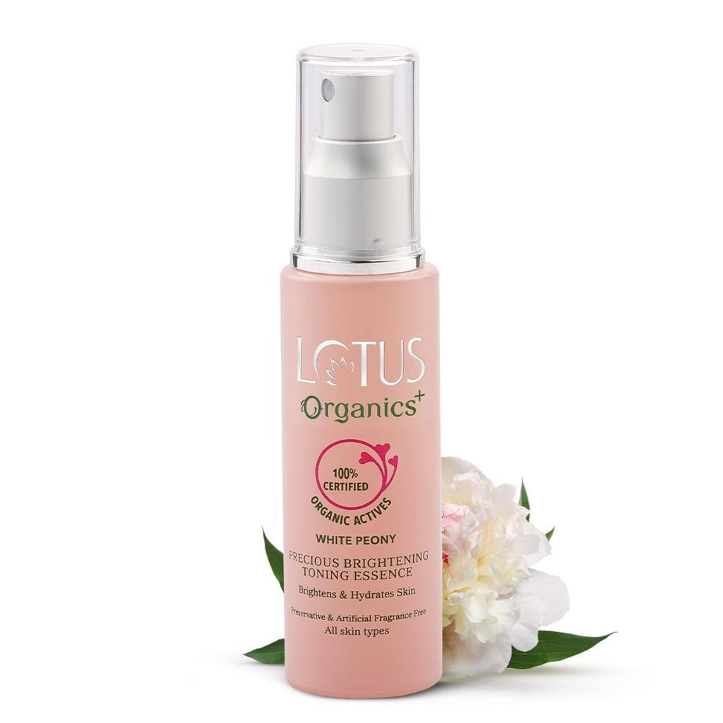 Lotus Organics+ Precious Brightening Toning Essence | 100% Certified Organic White Peony | Minimises Pores & Restores Skin's pH Levels | Sulphate &