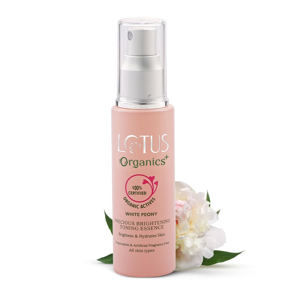 Lotus Organics+ Precious Brightening Toning Essence | 100% Certified Organic White Peony | Minimises Pores & Restores Skin s pH Levels | Sulphate &