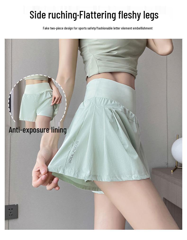 Women's Summer 2025 Quick-Dry Sports Suit: Fashionable Gym & Yoga Outfit with Anti-Exposure Shorts for Morning Runs.