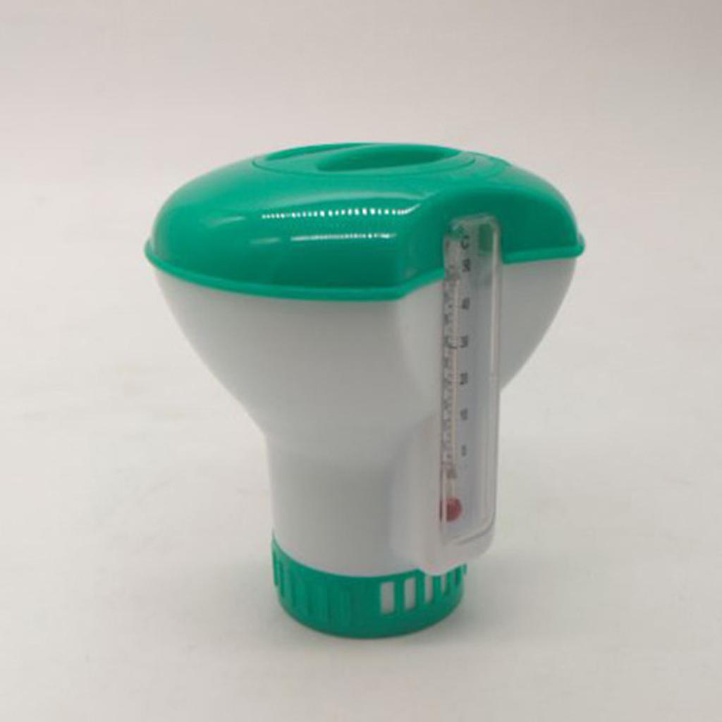 Pool Chlorine Floater Floating Pool Chlorine Dispenser with Thermometer Tablets Dispenser Medicine Floating Accessories