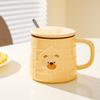 400ml Drinkware Ceramic Cup Household Creative Cute Bear Pattern Mug with Lid and Spoon Green Tea White Coffee Milk Brewing Cups