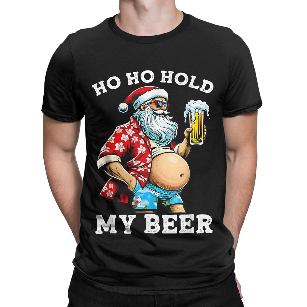Christmas and Beer T Shirts for Men 100% Cotton Novelty T-Shirt Round Collar  Tee Shirt Short Sleeve Clothing Graphic