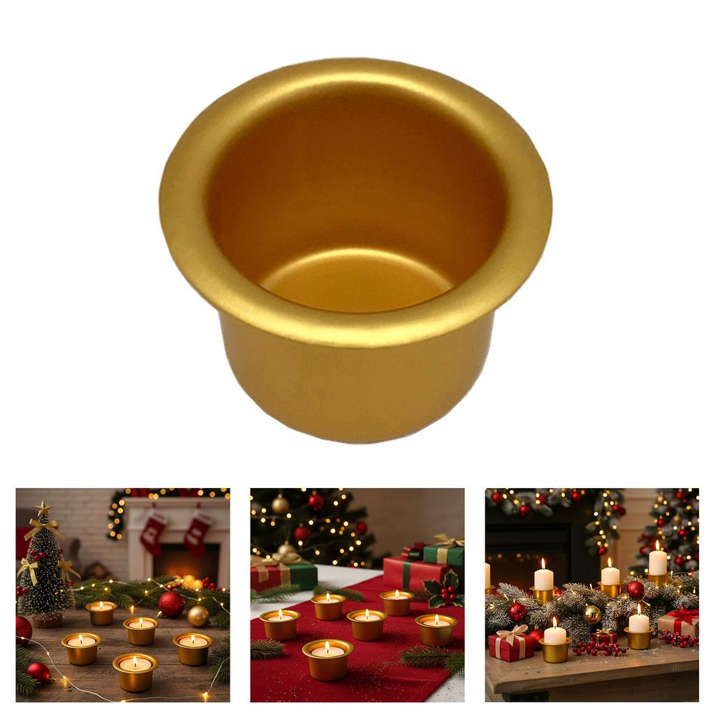 Modern Holiday Candle Cup With Polishing Aluminum Finish Candlestick Liners Case For Christmas Dining Room Decorations