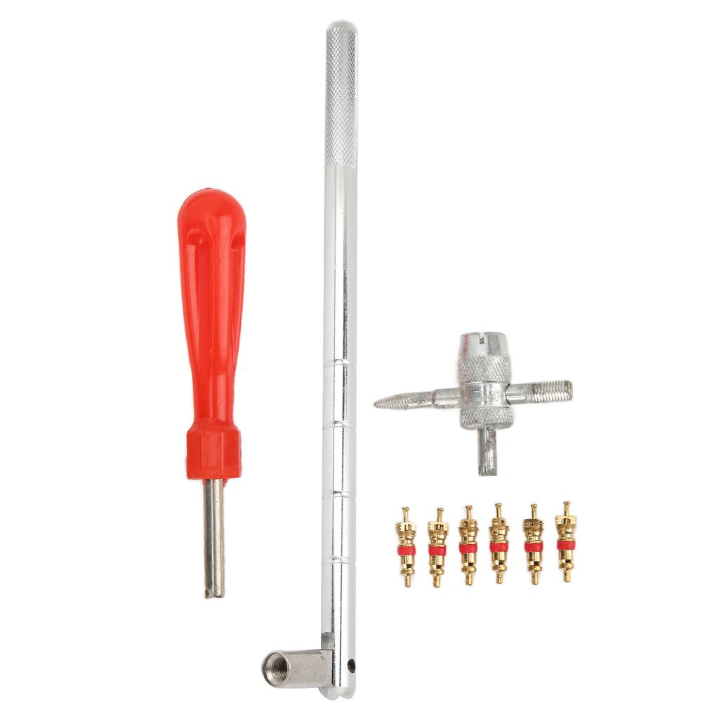 Valve Stem Removal Tool 4 in 1 Stainless Steel Corrosion Resistant Coating Plastic Handle Valve Core Removal Tool