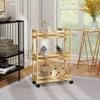 Serving Cart, 3 Tiers, Slatted Shelves, Fall Protection, Bamboo, 55 x 20 x 75 cm