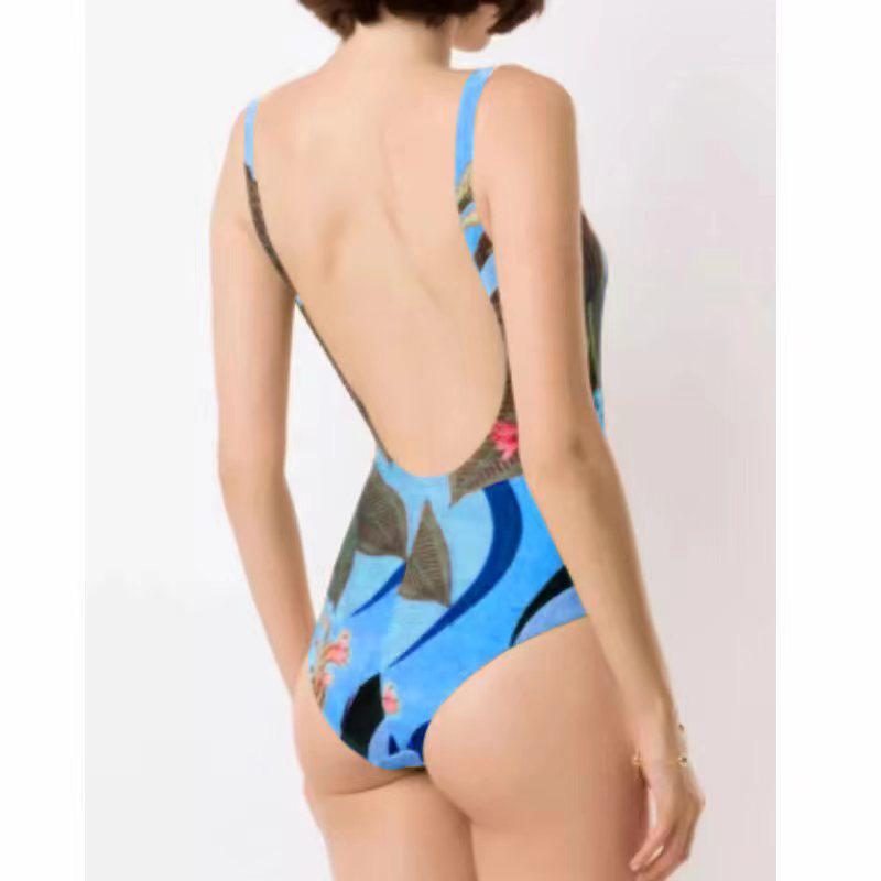 Costum de baie retro slim fit european și american 2024 dintr-o piesă pentru plajă și izvoare termale