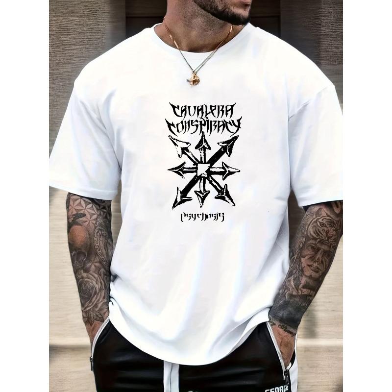 Men S Cavalera Pattern Summer Casual Crew Neck Short T-Shirt S