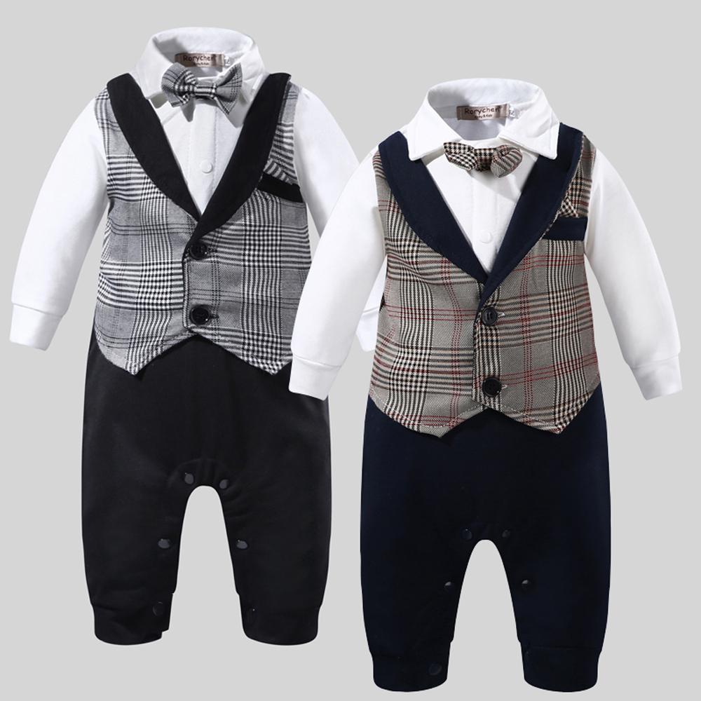 Buy 2 Colors Baby Boy Romper False Two Suit Gentleman Style Bow Tie