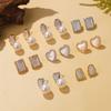 Niche Design Sense Geometric White Shell Square Zircon Earrings New Summer Geometric Earrings Niche Temperament Earrings