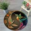 Vibrant Hummingbird Yin Yang Circular Rug, Artistic Non-Slip Floor Mat for Living Room & Home Decor