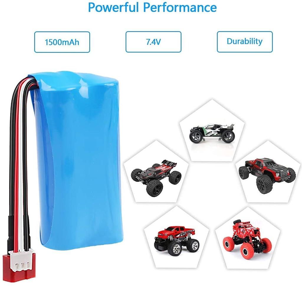 7.4V 1500mAh Li-Ion Baterie s vysokým vybíjecím proudem s T konektorem – Stabilní výkon 15C pro RC auto T40 F49