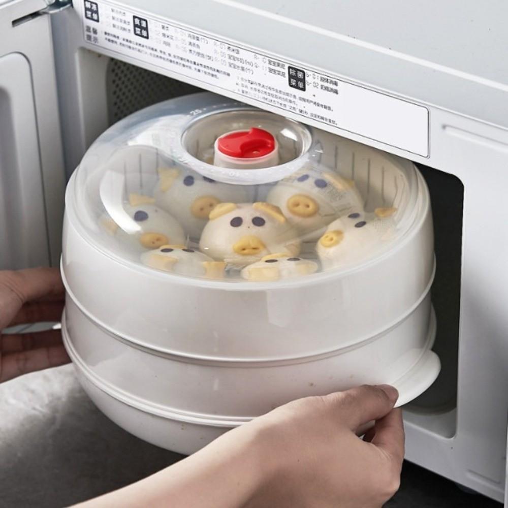 Plastic Microwave Oven Steamer Box with Lid and Tray Kitchen Cooking Steamer for Kitchen