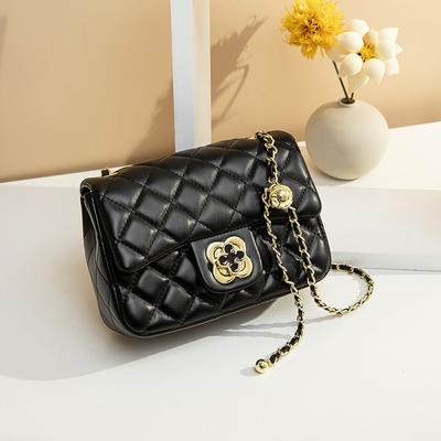 Petit sac à chaîne boule dorée pour femmes, sac à bandoulière Simple, petit sac carré en treillis de diamant