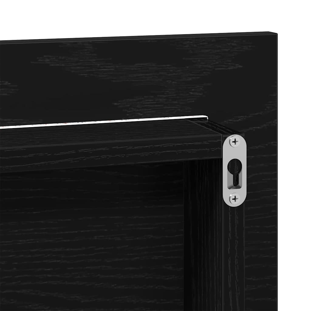 LED Light Strip Mirror Black Oak Effect 80 x 37 cm