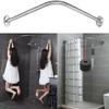 L Shaped Shower Curtain Rail Stainless Steel No Drilling Corner Shower Rail Adjustable Structure Anti-Slip Rubber Pads