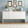Sideboard Buffet with 4 Doors 4-Compartments Adjustable Shelves Large Capacity Minimalist Living Room Entrance Area Kitchen Wood Floor Storage Cabinet