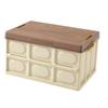 Collapsible Storage Bin Container with Wooden Lid for Indoor Fishing Outdoor