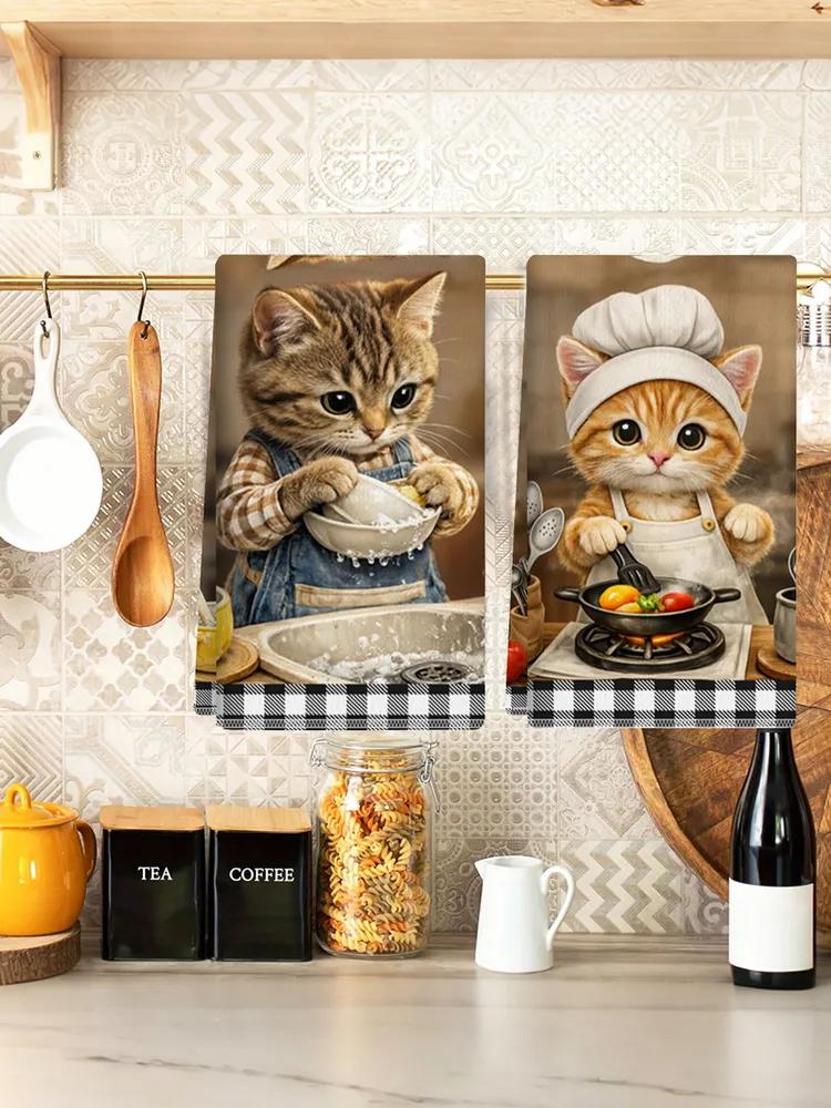 Kitchen towel 2 pcs polyester multi-colored