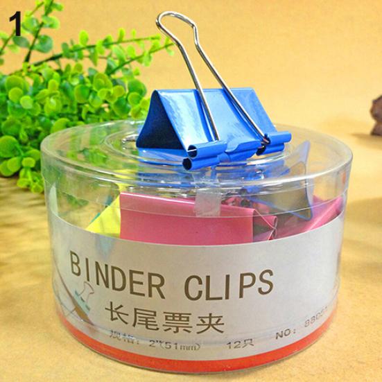 1 Tub Assorted Color Metal Paper Clamps Office Document File Ticket Binder Clips