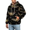 Men's Fall Winter Halloween Print Plus Size Hooded Flannel Sweatshirt Casual Trendy Streetwear