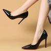 Damesommer Nye PU Sexy Spisse Slip-on Stilettsko Utendørs Lav Utskjæring Komfortable Kontor Bankett Sandaler for Kvinner