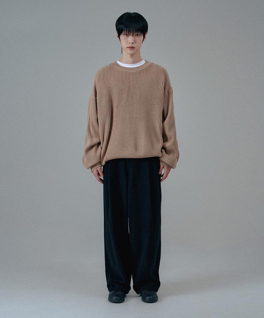 Mubeun Oversized Hazzi Round Knit Beige