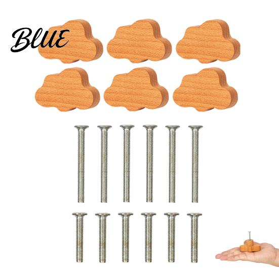 Kids Bedroom Furniture Handles Cloud Shaped Wooden Knobs for Cabinets & Drawers Wood Cabinet Nursery Room Hardware with Screws Nordic Style