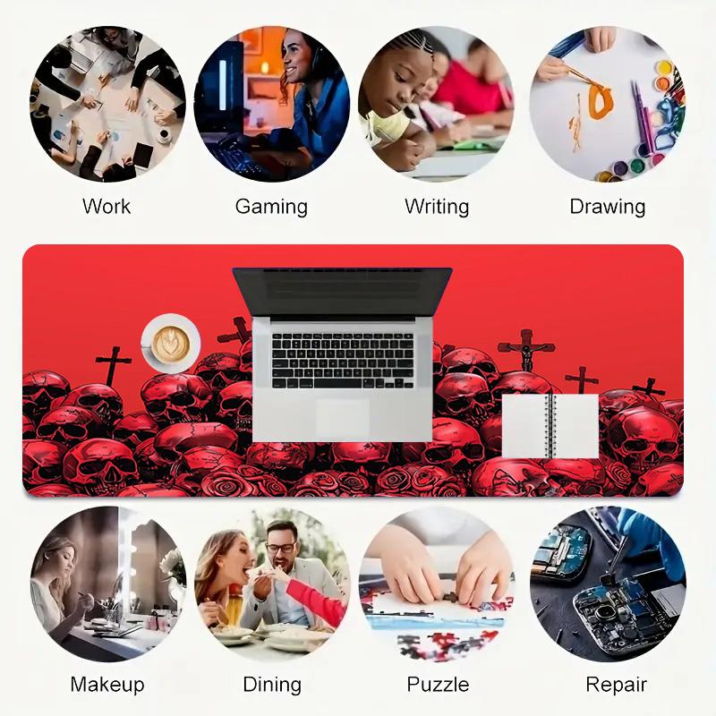 Skulls Crosses Xl Gaming Mouse Pad Nonslip Rubber Base Stitched Edge Waterproof Desk Mat For Pc Laptop Gamer Office Computer Accessories C929610