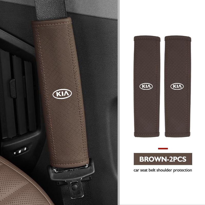 AQH1  For KIA Car Safety Belt Shoulder Protector Pad Leather Seat Belt Cover Accessories K5 K2 Rio Optima Sportage Venga Sorento