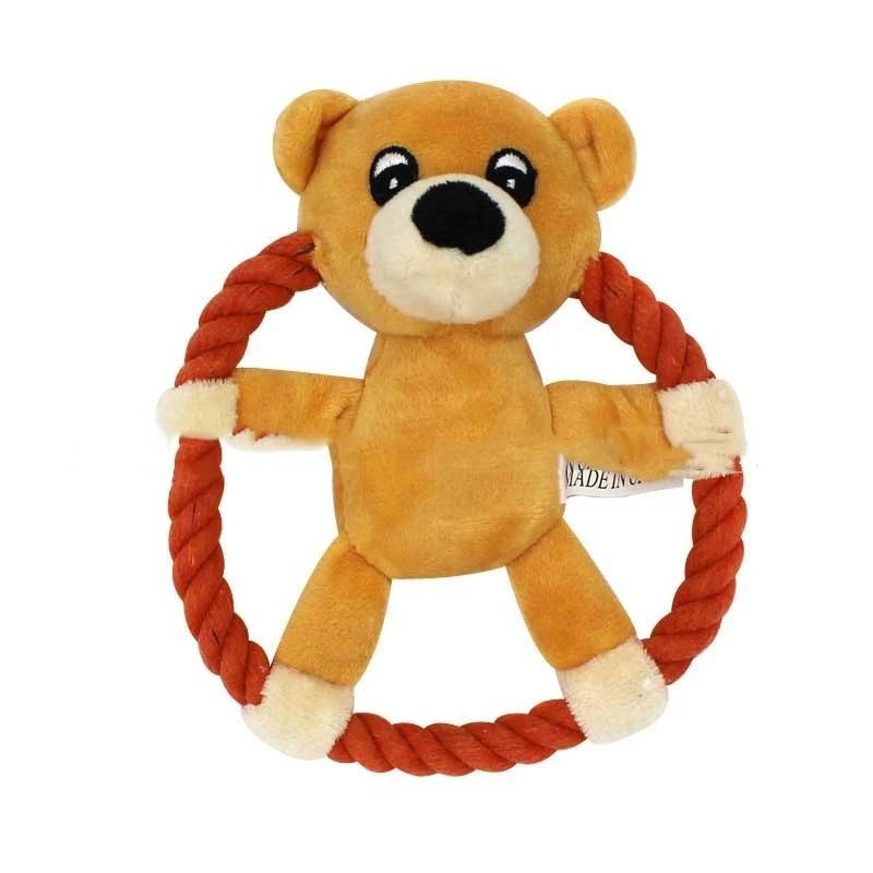 Chew Plush Toys for Dog Squeak Puppy Toy Cotton Rope  Flying Discs Toys Pet Toy Interact Training Throw Things for Dogs