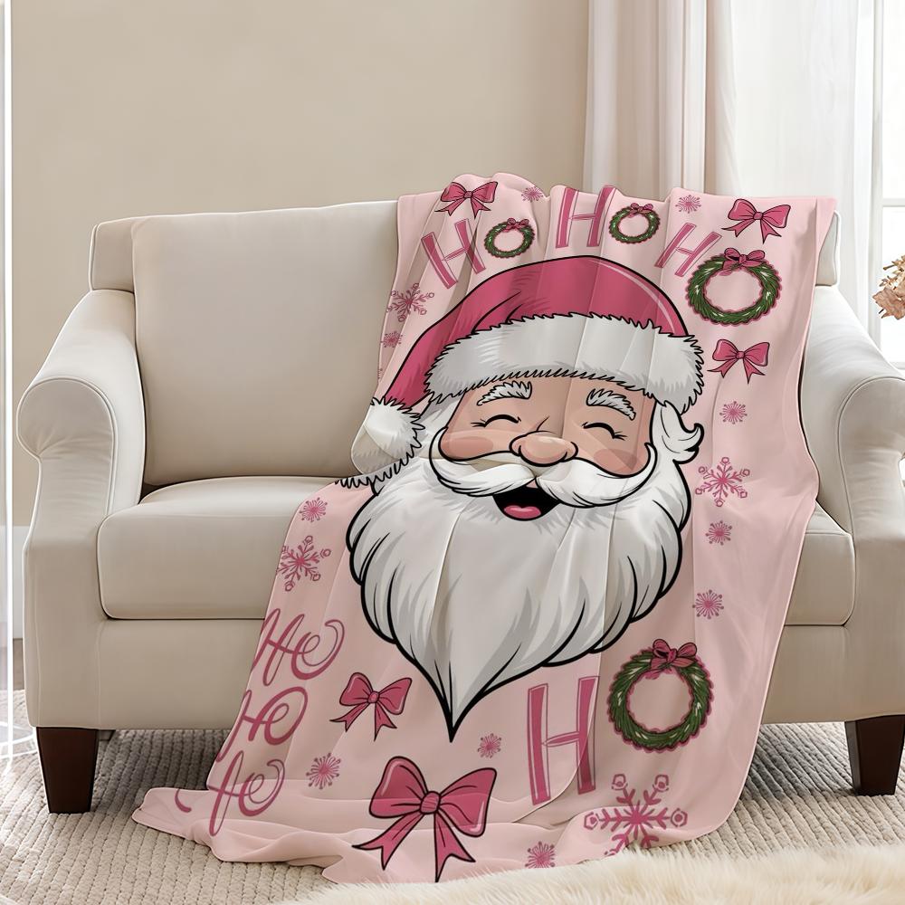 Pink Christmas Blanket Throw Super Cosy Plush Living Room Sofa Couch Childish Birthday Gifts 75X95CM