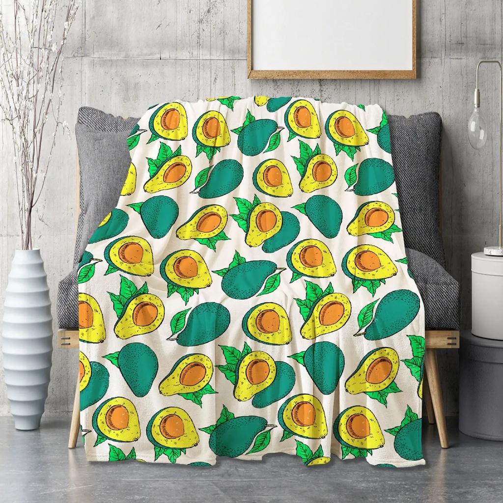Süße Avocado Lustige Kawaii Fruchtdecke Weiche Leichte Überwurfdecken Gemütliche Flanell Bettüberwürfe für Sofa Couch Reise Zimmer Dekoration