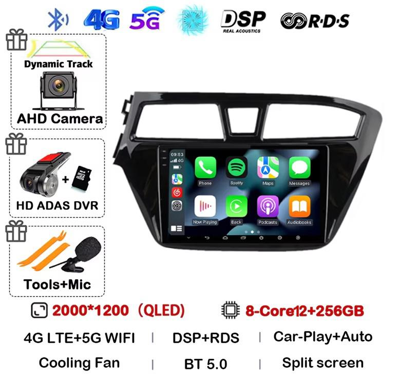 Android 14 Carplay Auto WIFI+4G For Hyundai I20 LHD 2015 2016 2017 2018 Car Radio Car Multimedia Player Stereo GPS NO 2 Din DVD