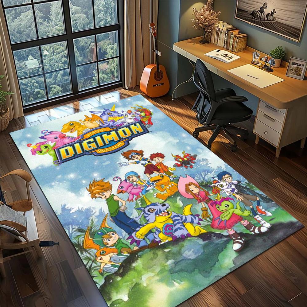 Digimon Adventure Washable Rug Carpet Large Area Rugs Non Slip Printed Floor Mat for Gamer Room Home -xia68
