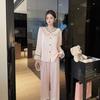 Spring new ice silk long-sleeved pajamas women's high-end French sweet lace thin loungewear suit can be worn outside