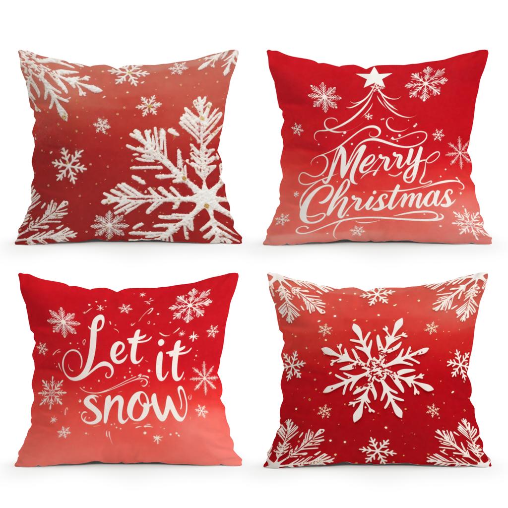 45X45Cm Christmas Snowflakes Pillowcase Bedroom Cushion Cover 100% Polyester Living Room Cushion Pillowcase Home Decor