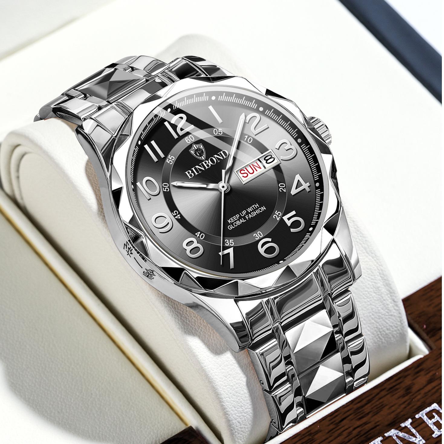 

BINBOND Лучший бренд класса люкс мужские кварцевые часы оригинальные часы для мужчин водонепроницаемые светящиеся дата неделя нержавеющая сталь наручные часы для мужчин