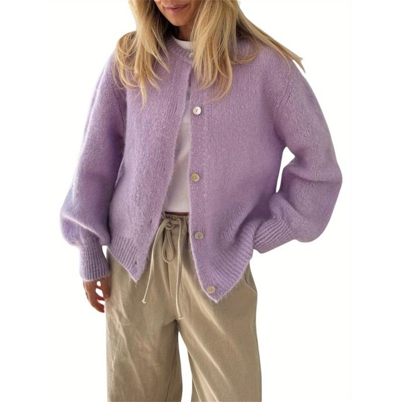 Women's Cardigans Button Open Classic Knit Jumpers Casual Solid Color Winter Warm Fall Knitwear Fashion Y2K Streetwear