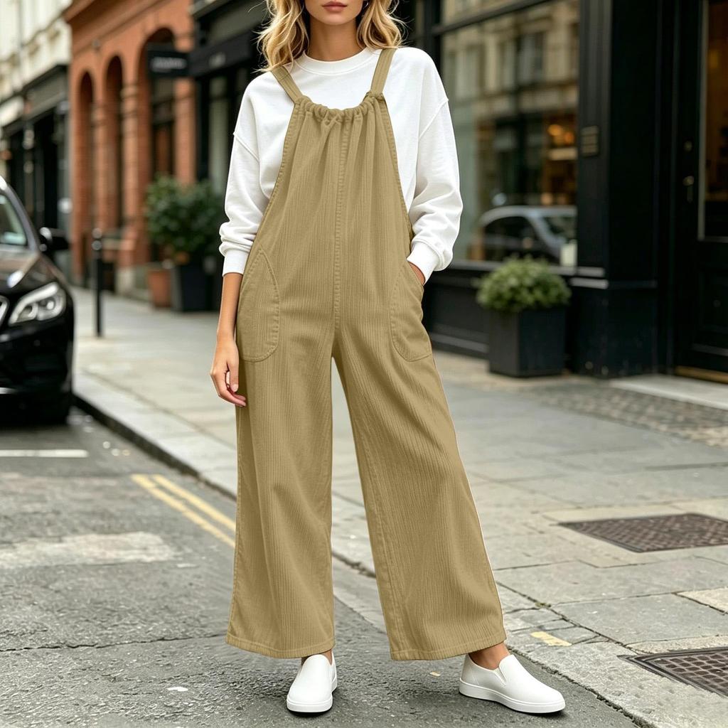 Damen Freizeit Cord Cordhose mit verstellbaren Trägern Utility Overall