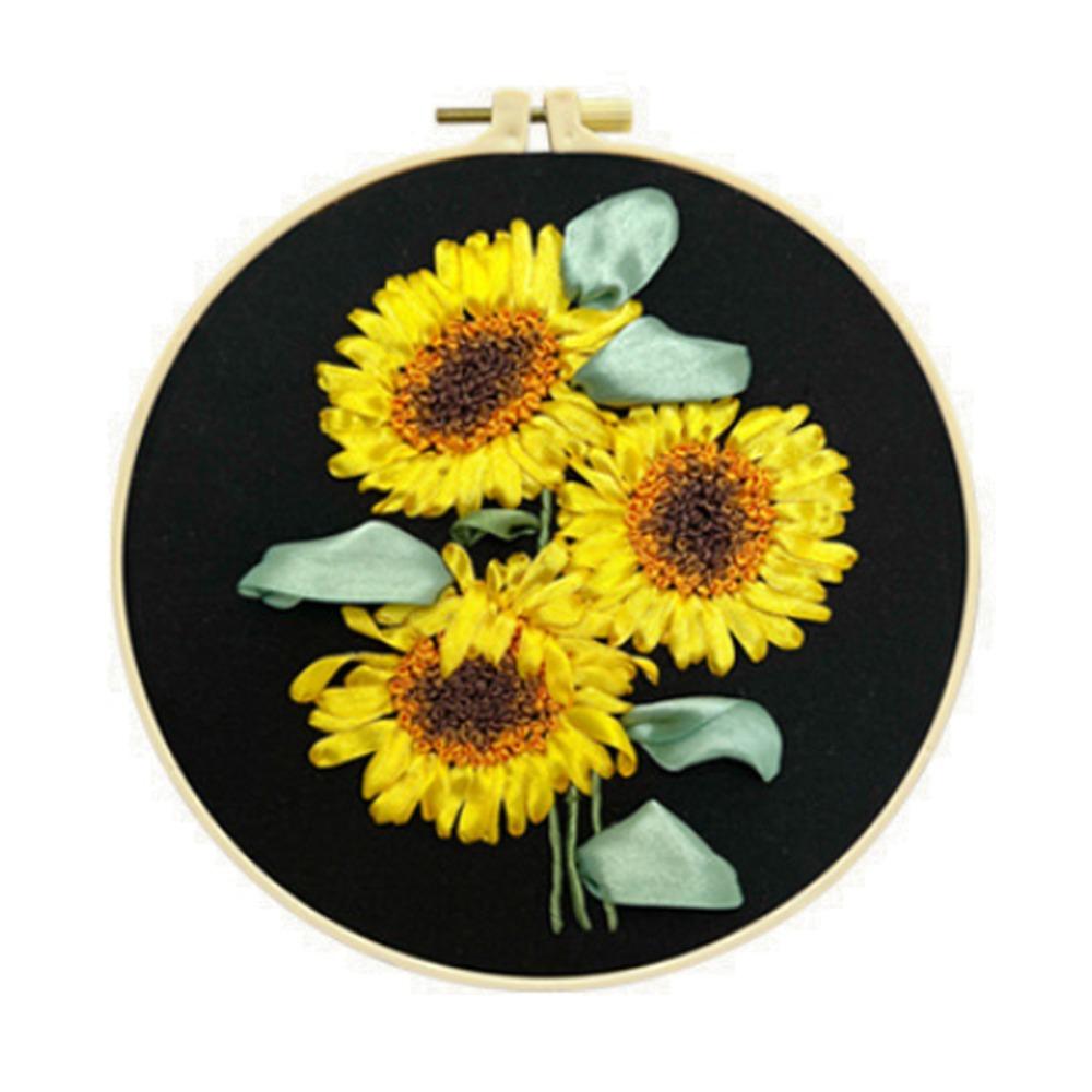 Floral Patterns Flower Ribbon Embroidery Kit Colorful Embroidery Set Cross Stitch Set Beginner