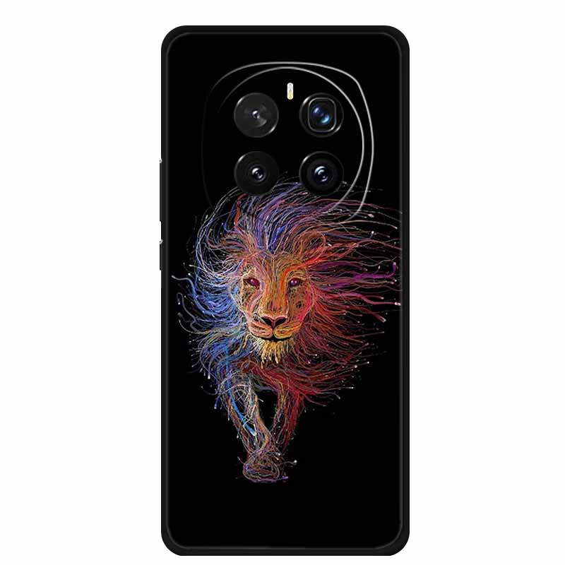 For Honor Magic 7 Case 7Pro Painted Cat Colorful Soft Edge Silicone Black Bumper For Honor Magic7 Pro Back Cover Magic7 5G Para