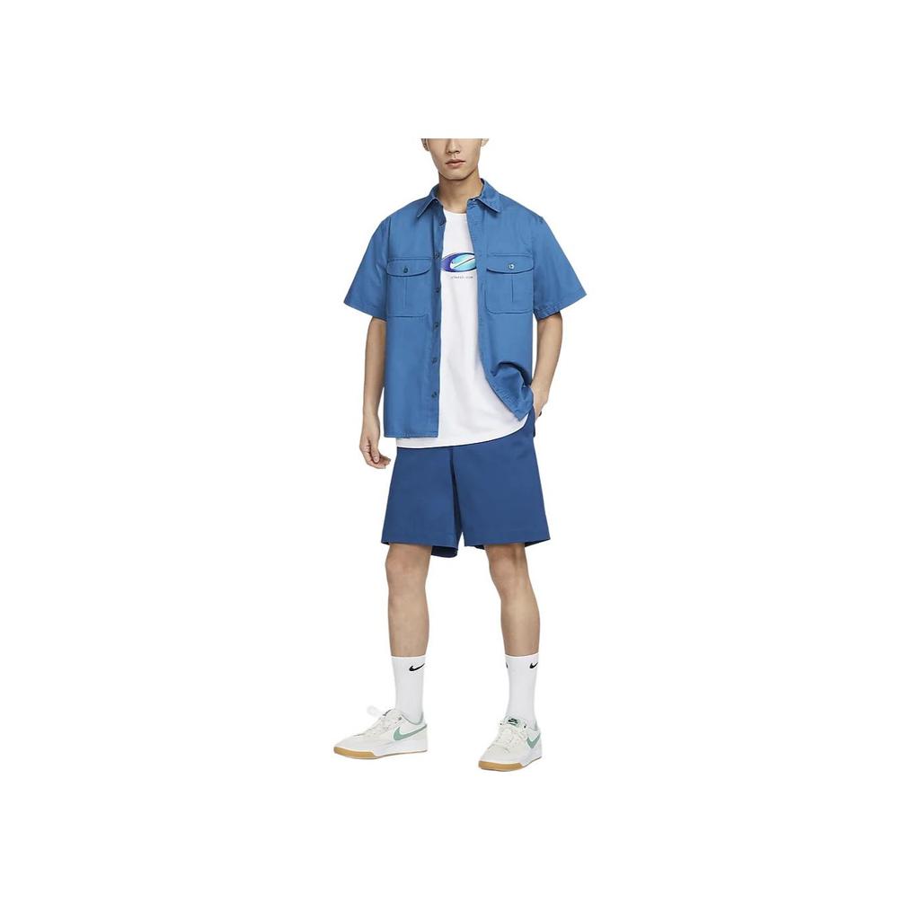 Nike SB Solid Outdoor High-Waisted Zippered Casual Shorts Men Shorts Garden-Blue FQ0501-476