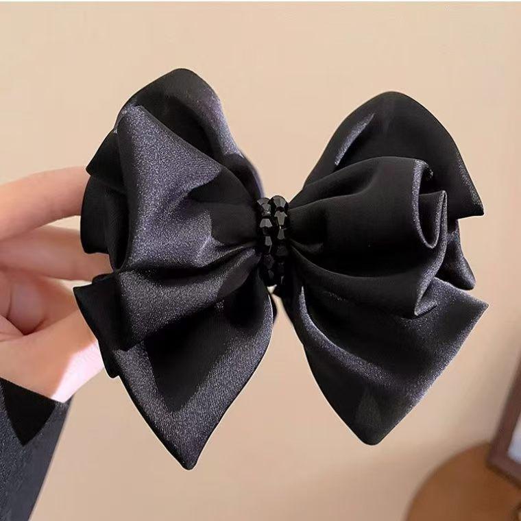 Elegant Retro Satin Bow Hair Clip for Women - Perfect for Low Ponytails and Head Ornaments